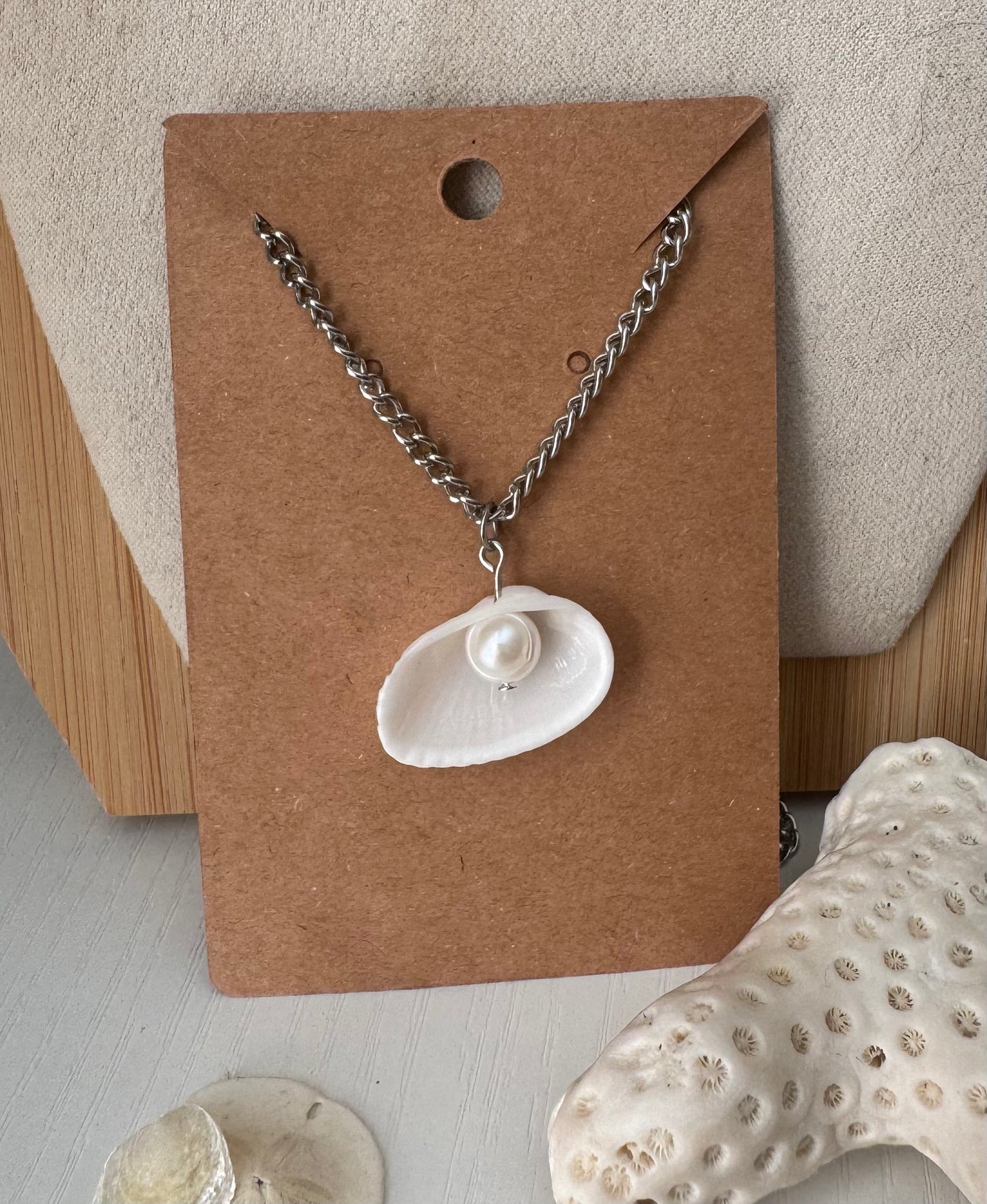 Silver Shoreline Pearl Necklace