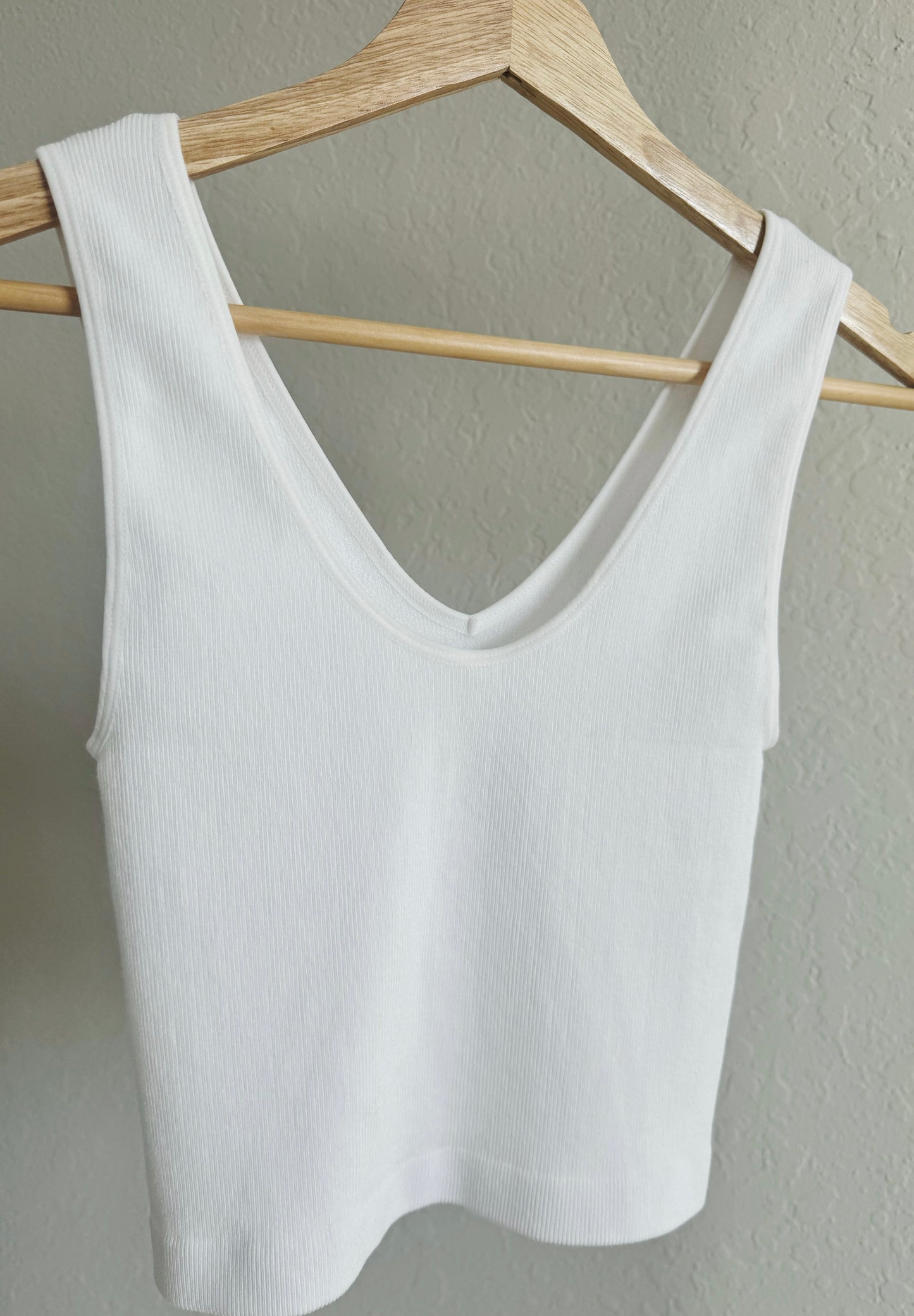 White Ribbed Tank Top